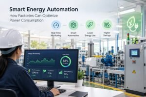 Smart energy automation system optimizing power consumption in a modern factory